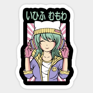 Japanese Anime Girl Vintage Tattoo Sticker